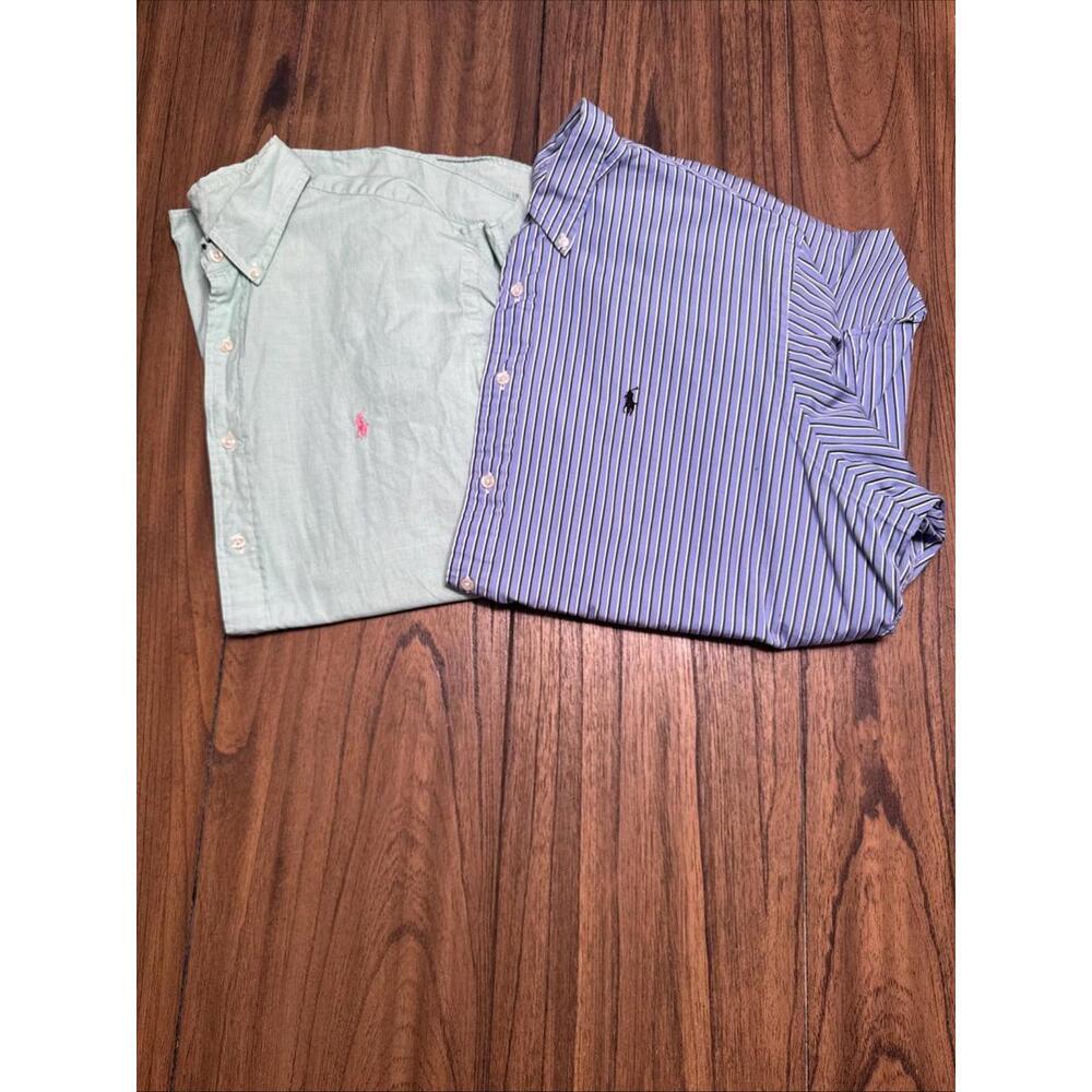 Ralph Lauren Men's BUNDLE 2-Classic‎ Fit Button Down Dress Shirts, Sz 17.5 34/35